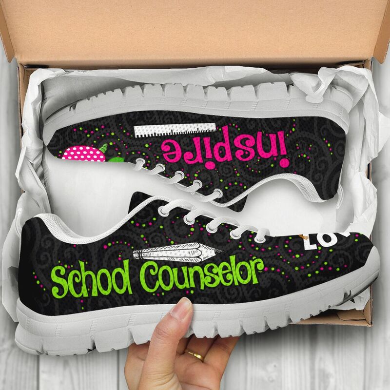 School Counselor Love Inspire Black Sneakers, Runni- Love Sneakers