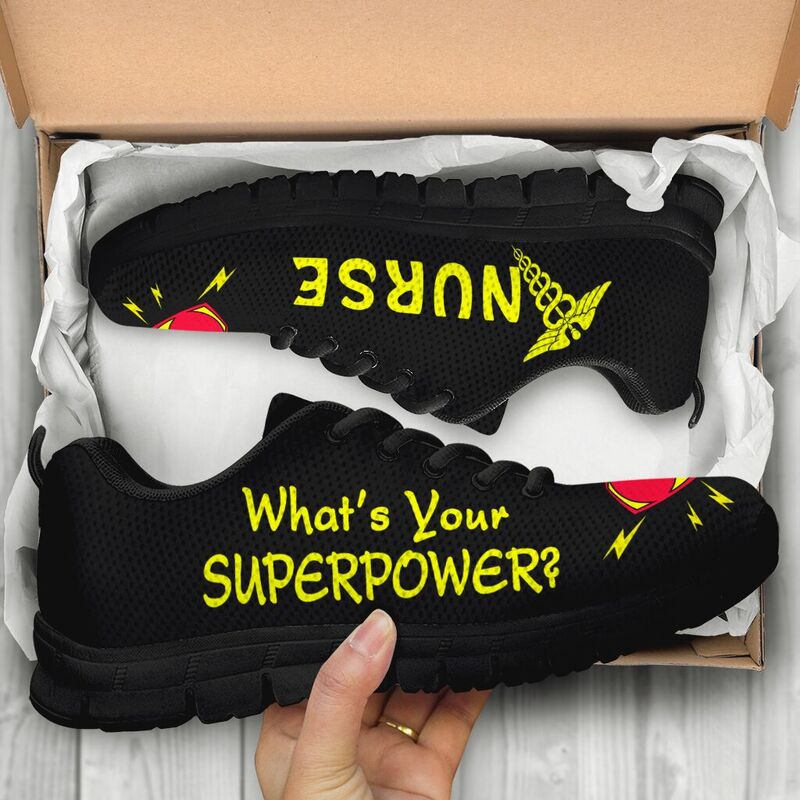 Nurse- What's Your Superpower Sneakers, Running Shoes, Shoes For Women, Shoes For Men, Cust- Love Sneakers