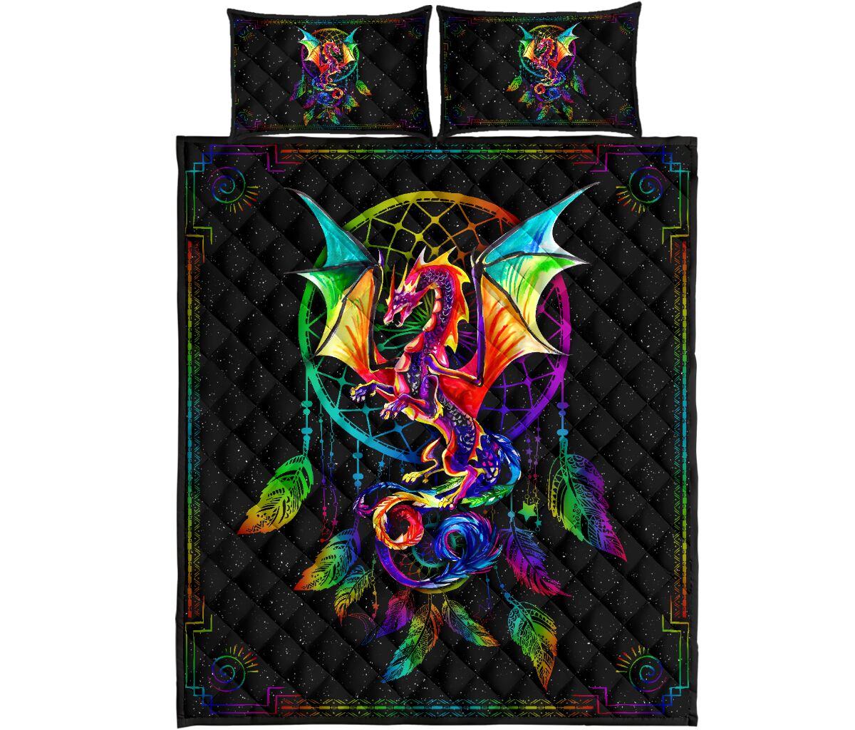 Dragon Catcher Dream Color Style Quilt Bed Set - Love Quilt Bedding Set
