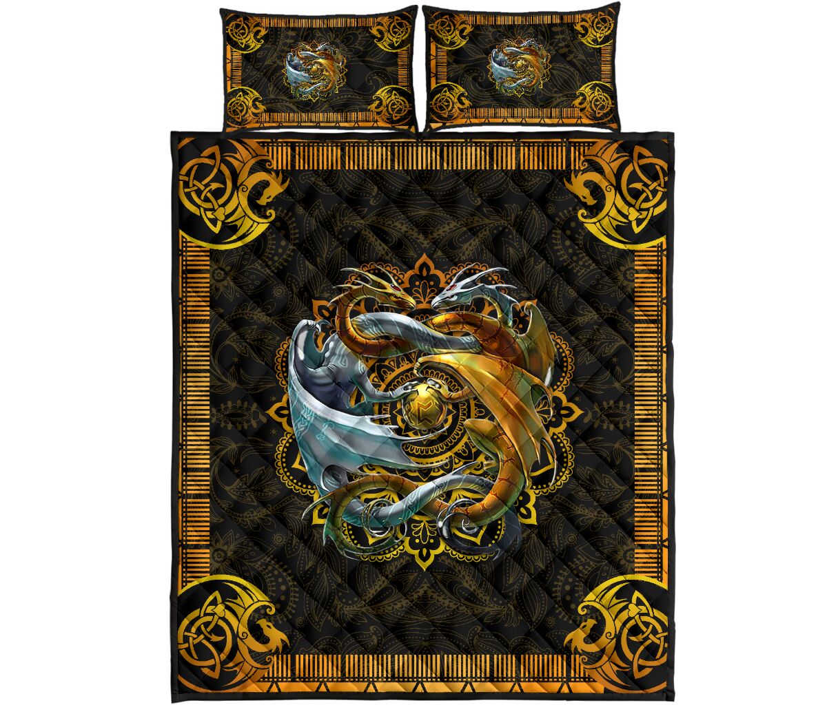 Dragon Mandala Style Quilt Bed Set 3- Love Quilt Bedding Set