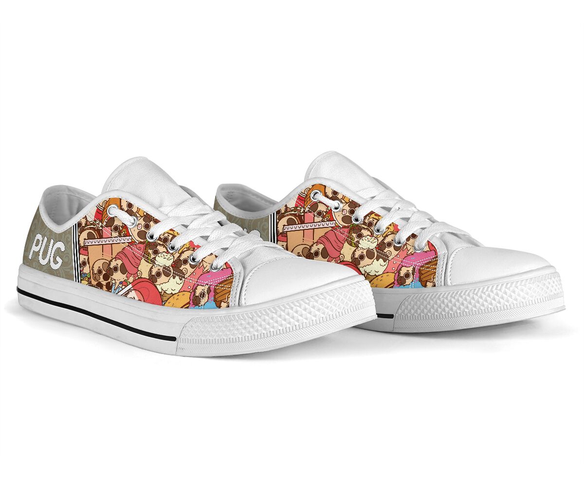 Pug Pattern Sticker - Low Top Shoe - Love Love Top Shoes