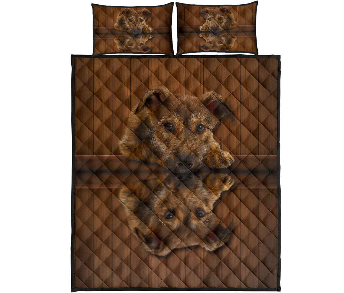 Brindle Lurcher Dog Quilt Bed Set - Love Quilt Bedding Set