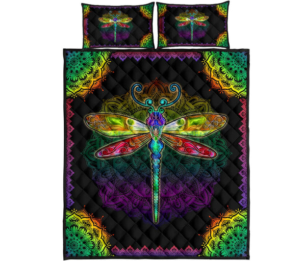 Dragonfly Mandala Style Quilt Bed Set - Love Quilt Bedding Set