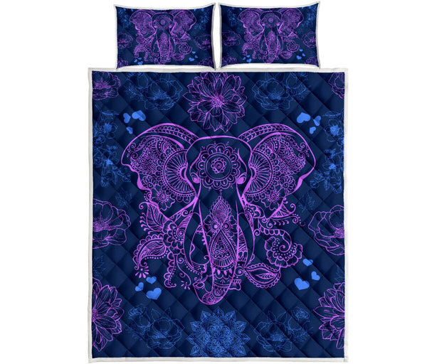 Elephant Mandala Flower Blue - Love Quilt Bedding Set