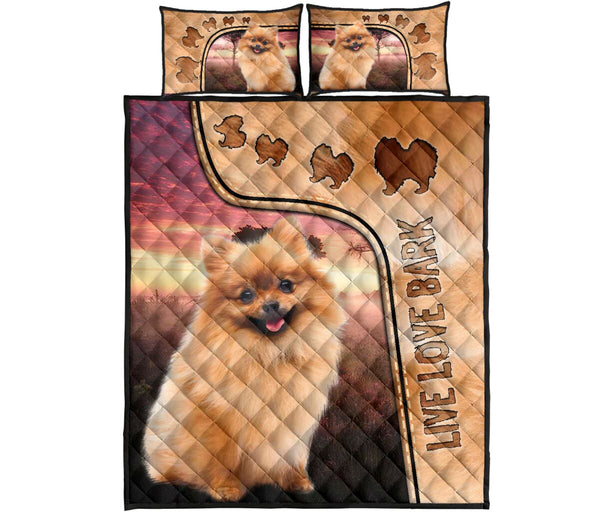 Live Love Bark Pomeranian - Bed Set - Love Quilt Bedding Set