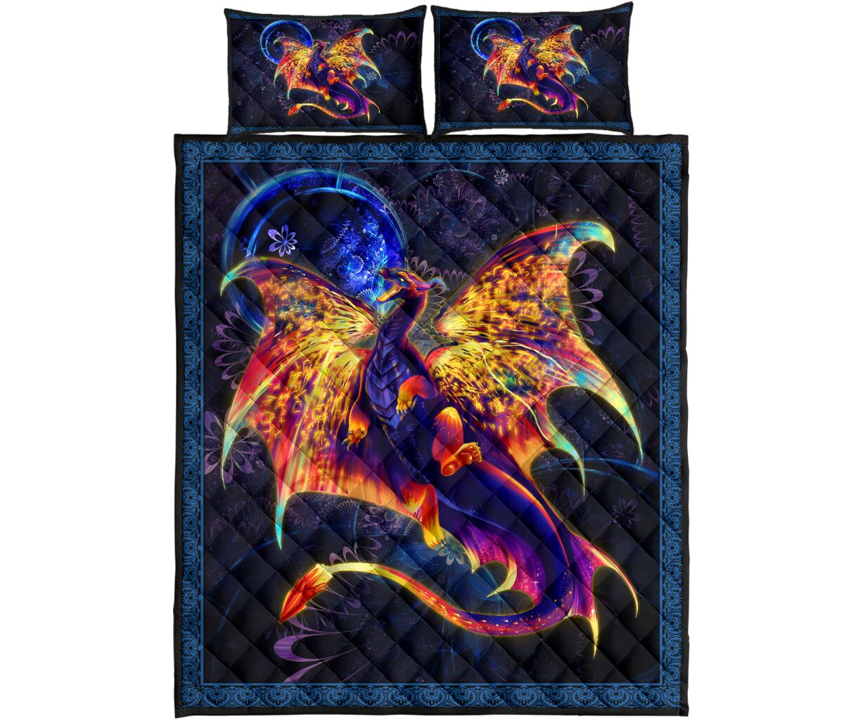 Dragon Lighting Style Quilt Bed Set - Love Quilt Bedding Set