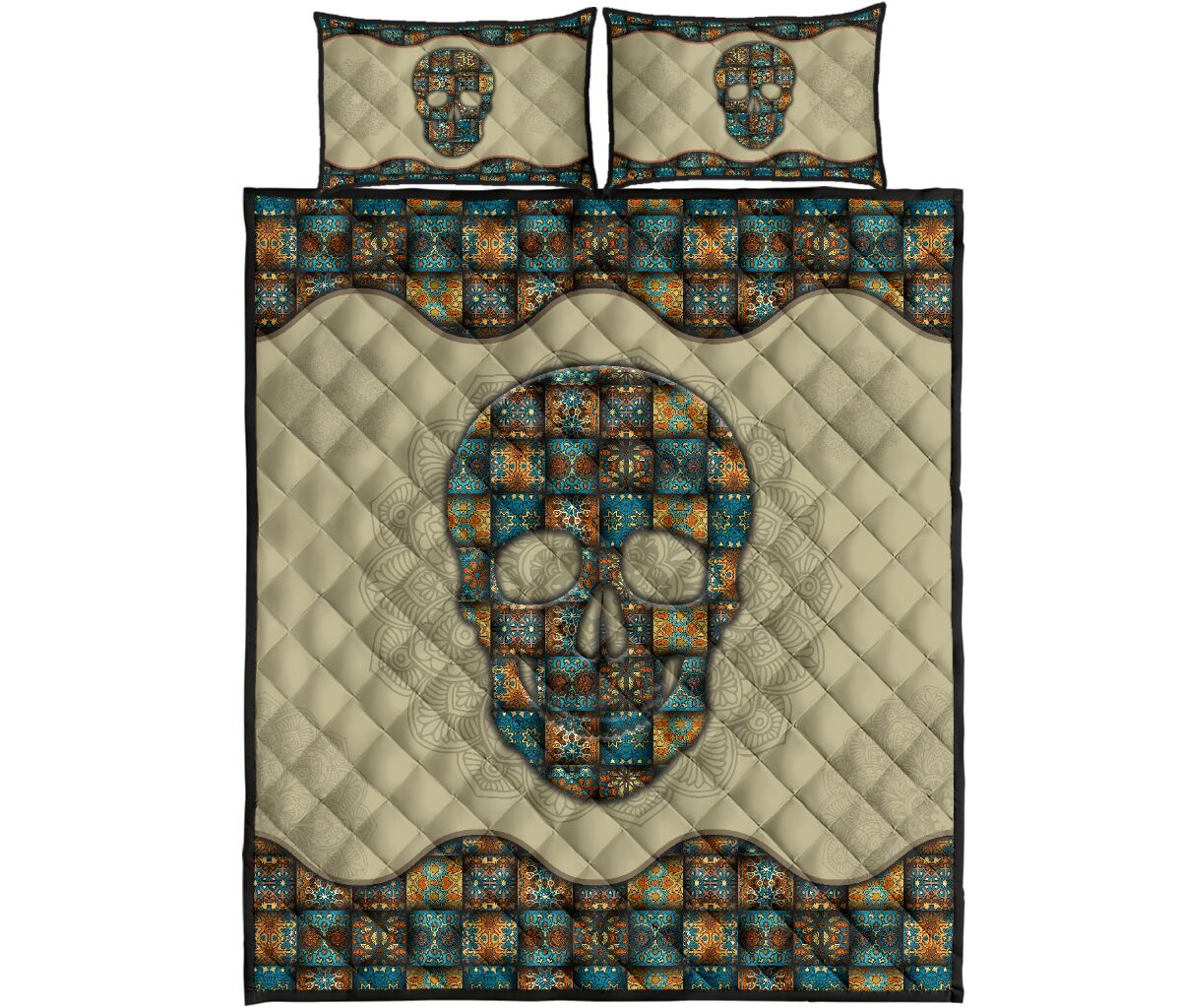 Quilt Bed Set - Skull - Mandala 84 - Love Quilt Bedding Set
