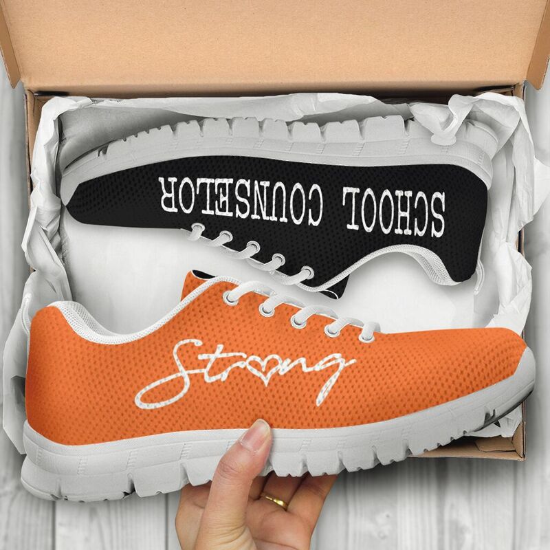 School Counselor Strong Orange Black Kd Sneakers, Runni- Love Sneakers