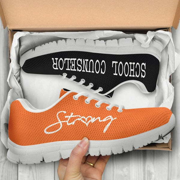 School Counselor Strong Orange Black Kd Sneakers, Runni- Love Sneakers