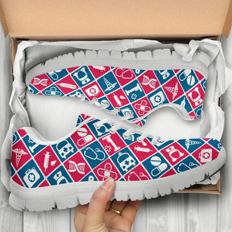 Nurse Pattern Red Blue Shoes Sneakers, Running Shoes, Shoes For Women, Shoes For Men, Custo- Love Sneakers