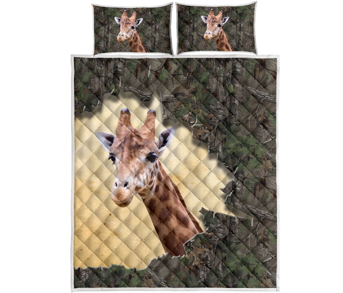 Giraffe Tree Tear Quilt Bed Set - Love Quilt Bedding Set