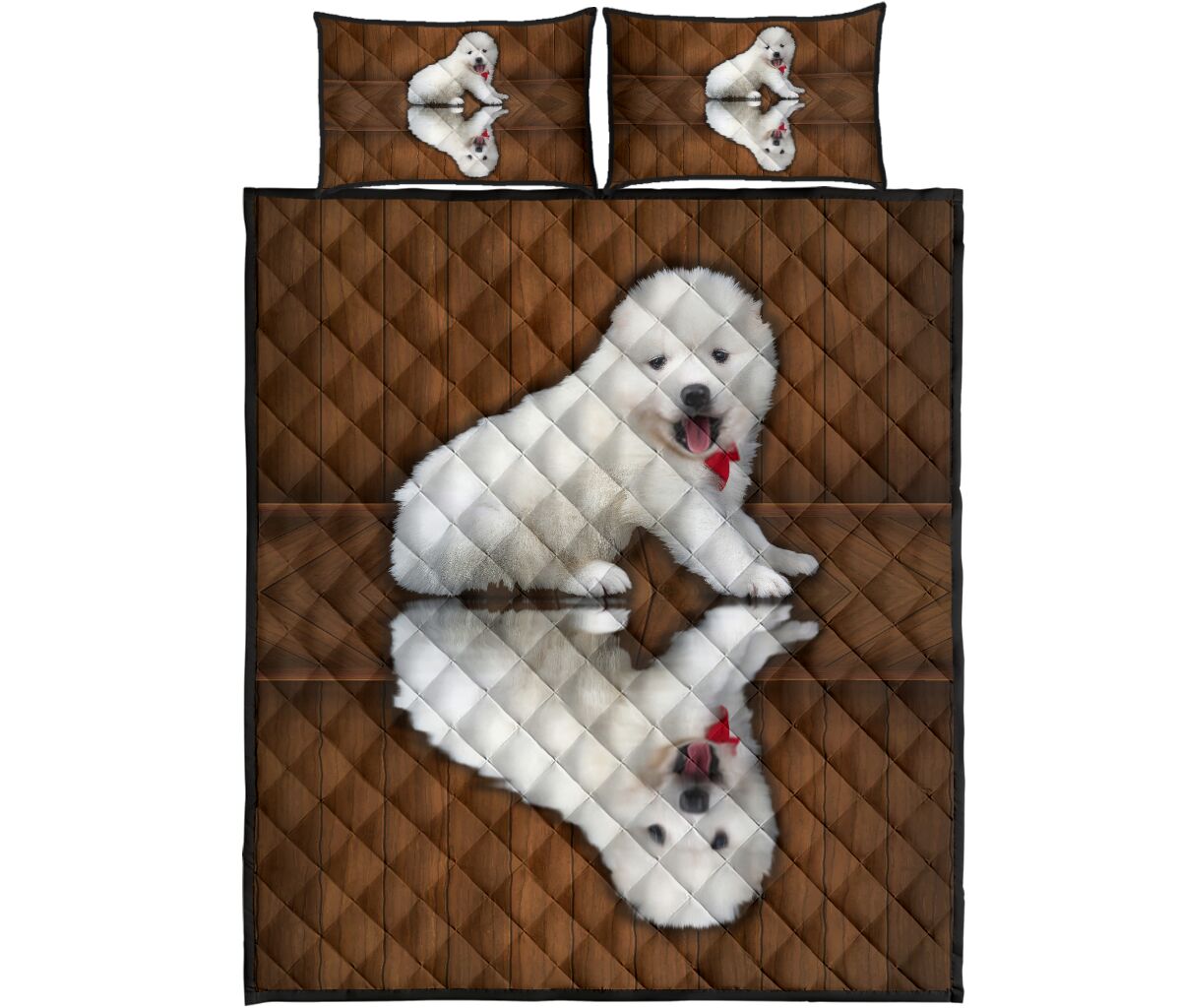 Samoyed Dog Quilt Bed Set - Love Quilt Bedding Set
