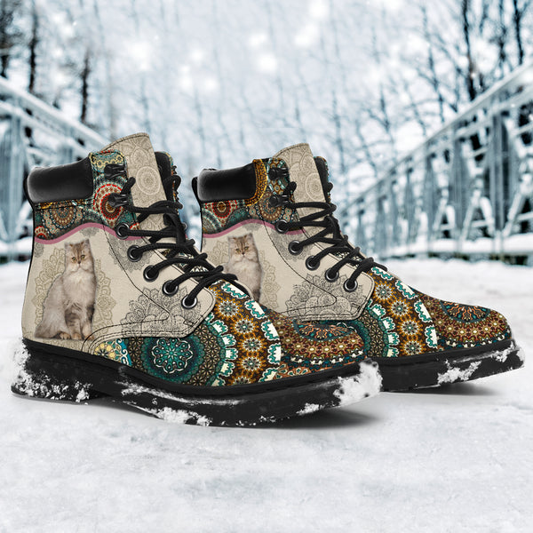 Persian Cat - Vintage Mandala Asboot Sky- Love All Season Boots