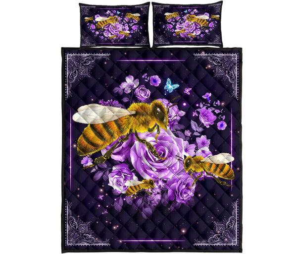 Quilt Bed Set - Bee - Violet Rose 69 - Love Quilt Bedding Set