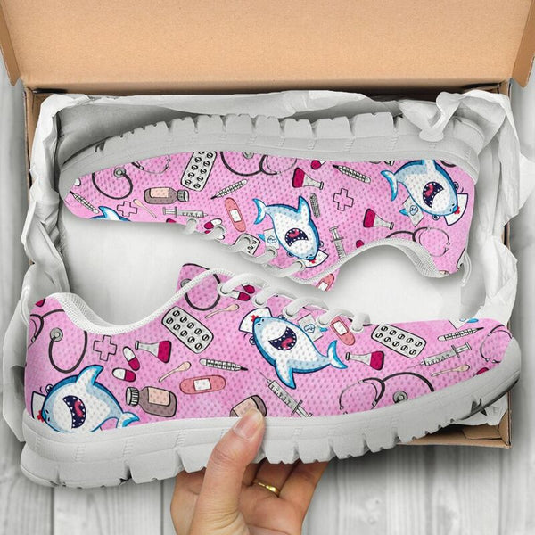 Nurse Shark Pink Sneakers, Running Shoes, Shoes For Women, Shoes For Men, Custom Shoes, L- Love Sneakers
