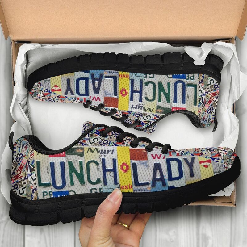Lunch Lady License Plates Black Sneakers, Running Shoes, Shoes For Women, Shoes For Men, Cu- Love Sneakers