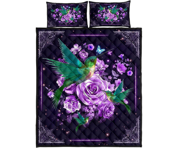 Quilt Bed Set - Hummingbird - Violet Rose 46 - Love Quilt Bedding Set