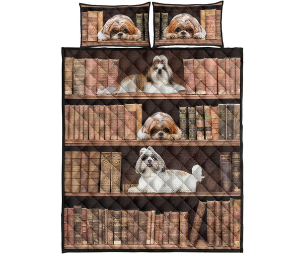 Shih Tzu Bookshelf - Bed Set - Love Quilt Bedding Set