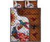 Hummingbird Art Leather Style Quilt Bed Set - Love Quilt Bedding Set