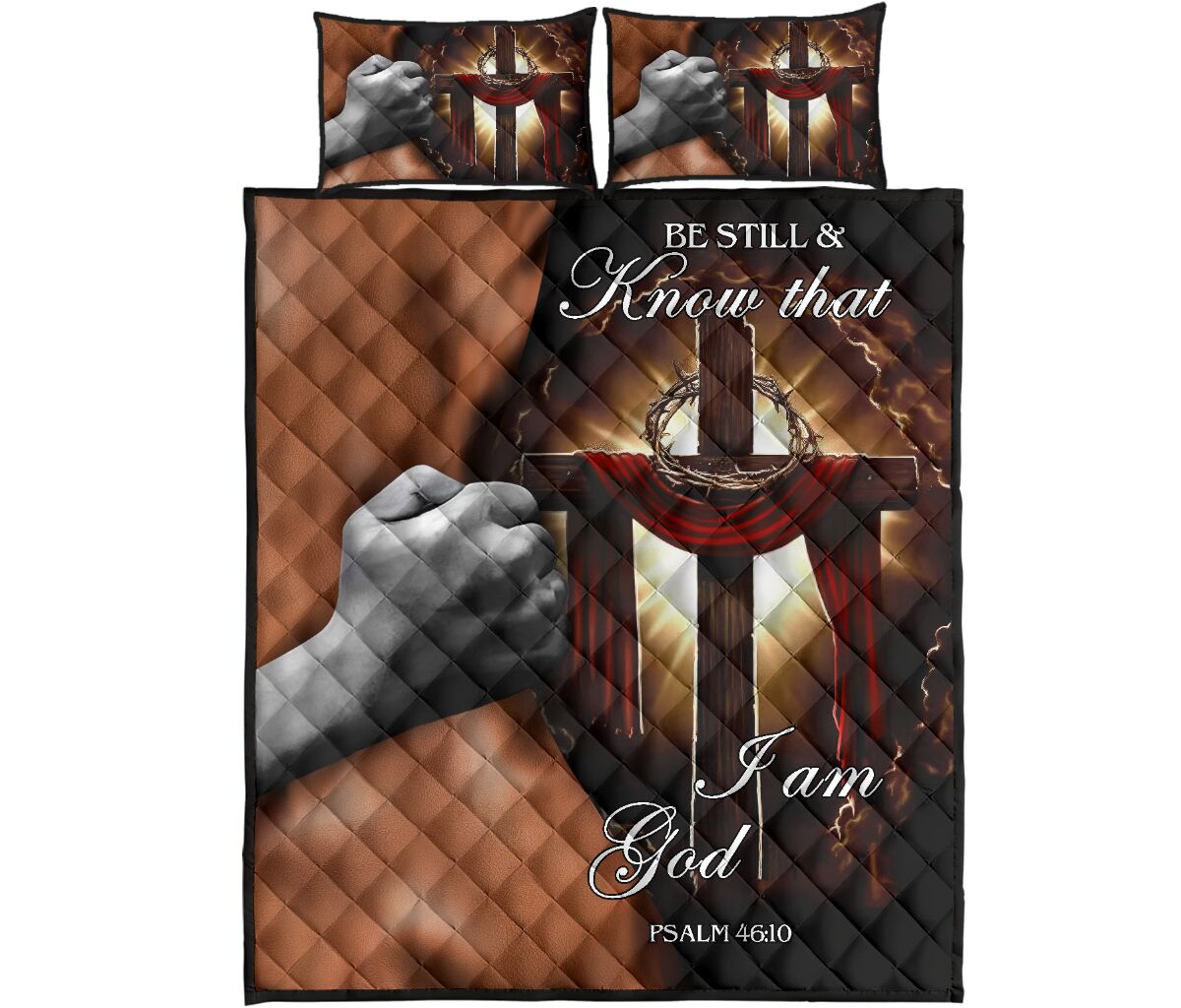 God Cross Leather Quilt Bed Set- Love Quilt Bedding Set