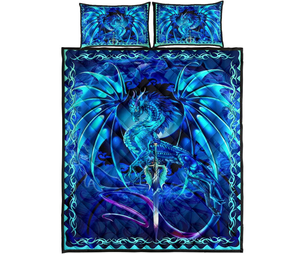 Dragon Ice Art Style Quilt Bed Set - Love Quilt Bedding Set