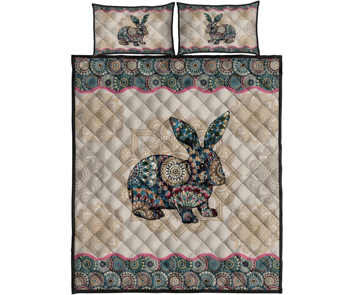 Rabbit Mandala - Bed Set- Love Quilt Bedding Set