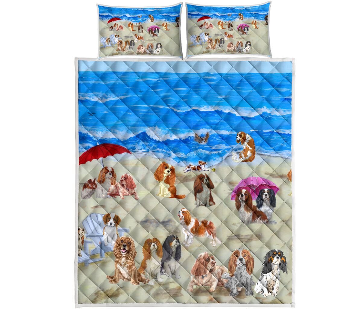 Cavalier King Charles Spaniel In Beach - Bed Set - Love Quilt Bedding Set