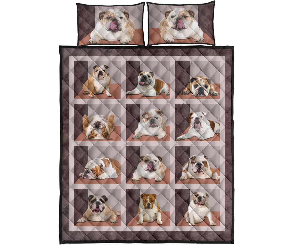 Bulldog Square Cute - Bed Set - Love Quilt Bedding Set
