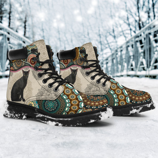 Black Oriental Kitty - Vintage Mandala Asboot Kd - Love All Season Boots