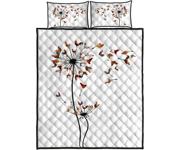 Chicken Dandelion Quilt Bed Set - Love Quilt Bedding Set