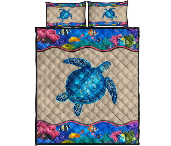 Turtle Color Mandala - Quilt Bed Set - Love Quilt Bedding Set