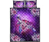 Turtle Flower Watercolor Galaxy Style Quilt Bed Set - Love Quilt Bedding Set