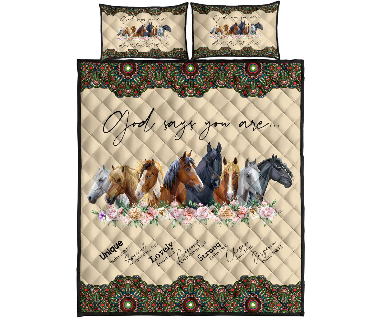 Horse - Quilt Bed Set 96 - Love Quilt Bedding Set