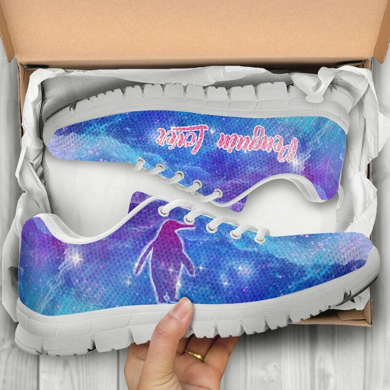Lg Penguin Lovers In Galaxy World Sneakers, Runni- Love Sneakers