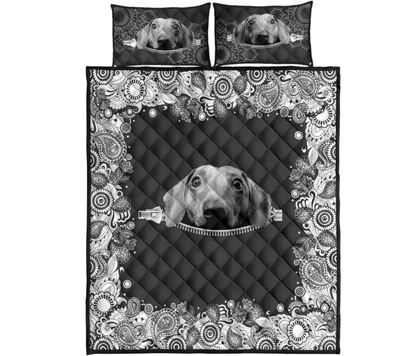 Dachshund Zipper Floral - Bed Set - Love Quilt Bedding Set