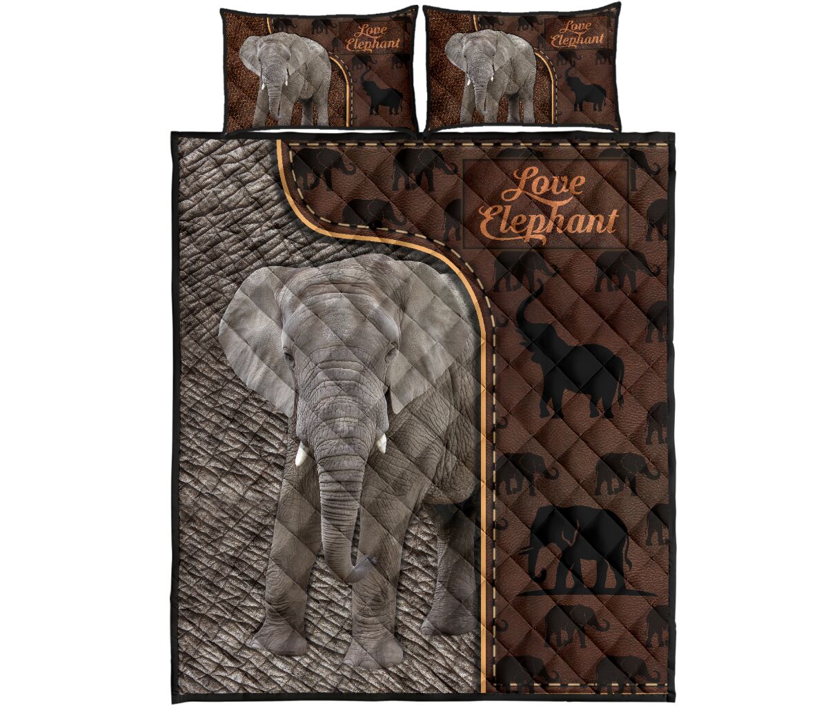 Elephant Leather Style Quilt Bed Set - Love Quilt Bedding Set