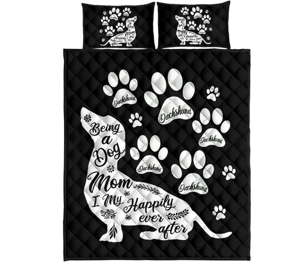Dachshund Black And White - Bed Set - Love Quilt Bedding Set
