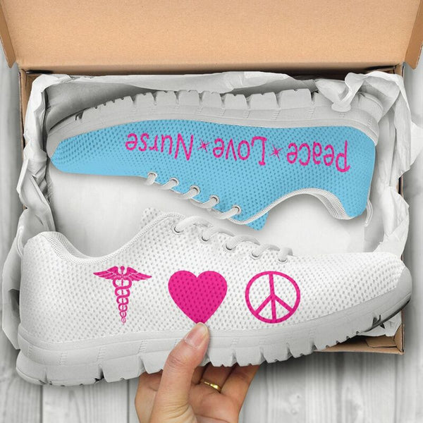 Peace Love Nurse Sneakers, Running Shoes, Shoes For Women, Shoes For Men, Custom Shoes, L- Love Sneakers