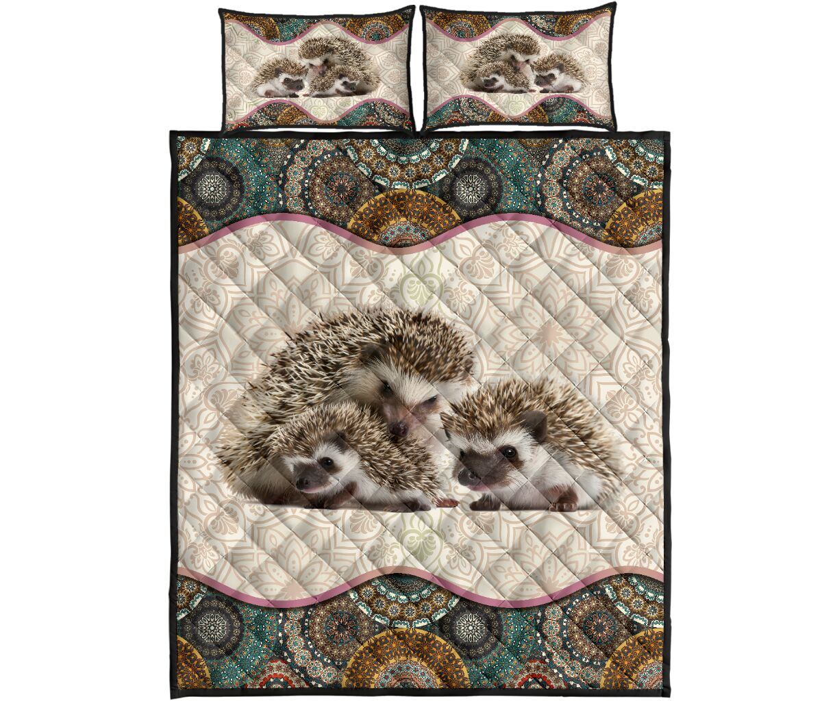 Hedgehog Family Cute Hedgehog - Bed Set - Love Quilt Bedding Set