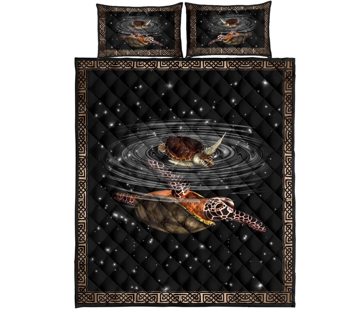 Turtle Reflection Mandala Style Quilt Bed Set 8- Love Quilt Bedding Set