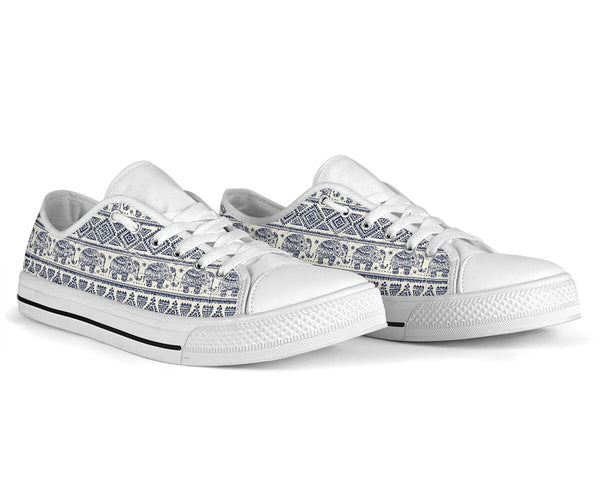 Elephants Vintage Patterns Low Top Shoes