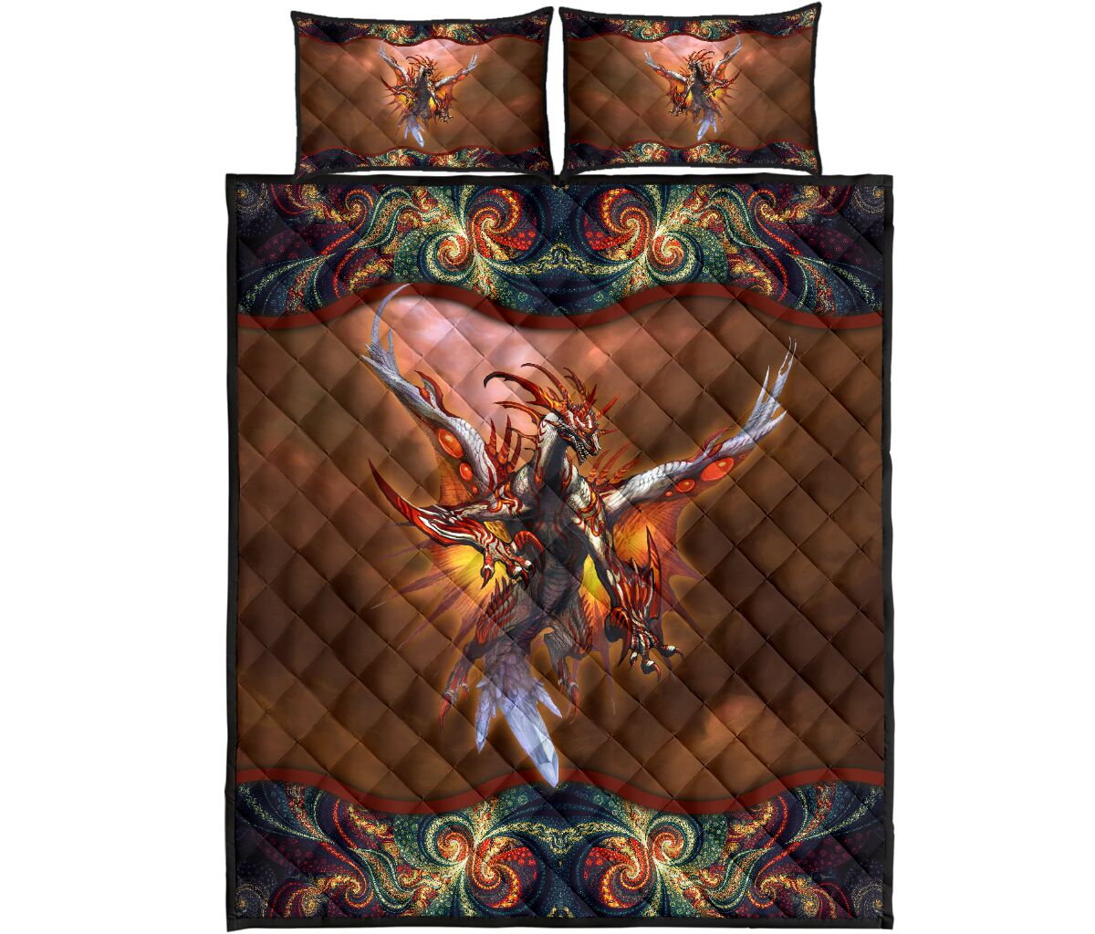 Dragon Quilt Bed Set 8- Love Quilt Bedding Set