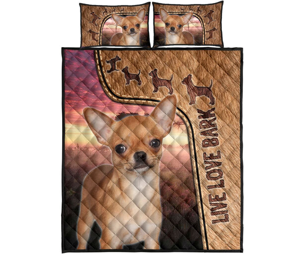 Live Love Bark Chihuahua - Bed Set - Love Quilt Bedding Set