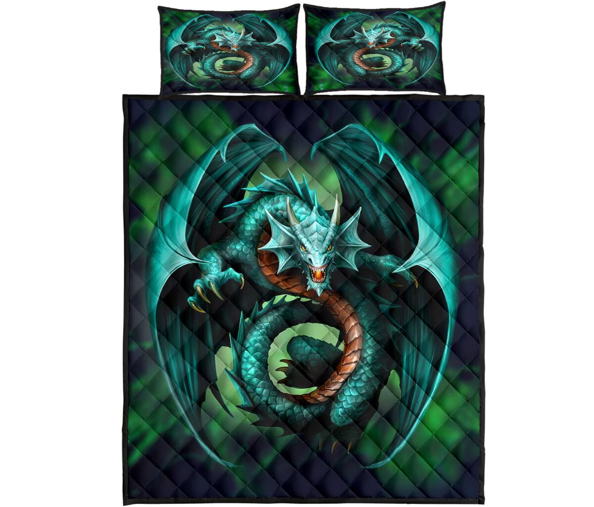 Dragon Quilt Bed Set 4- Love Quilt Bedding Set