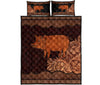 Pig Farm Carving Leather Skin Style Quilt Bed Set - Love Quilt Bedding Set