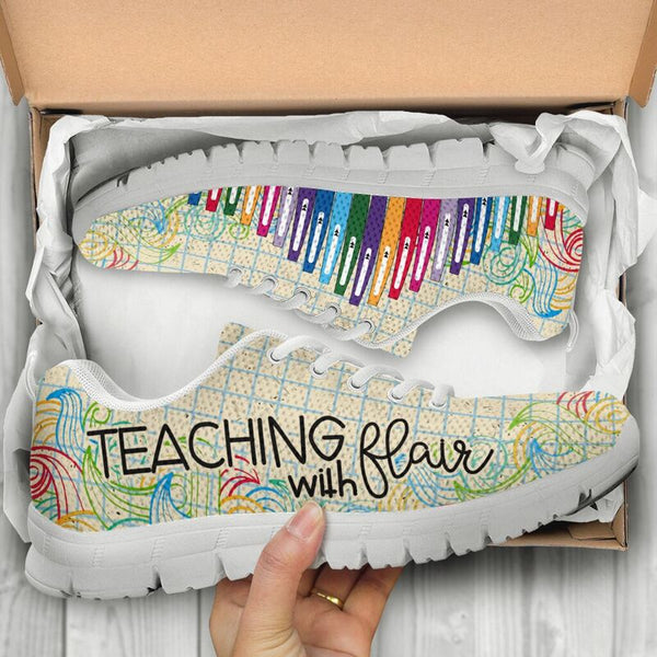 Teaching With Flair Sneakers, Running Shoes, Shoes For Women, Shoes For Men, Custom Shoes, L- Love Sneakers