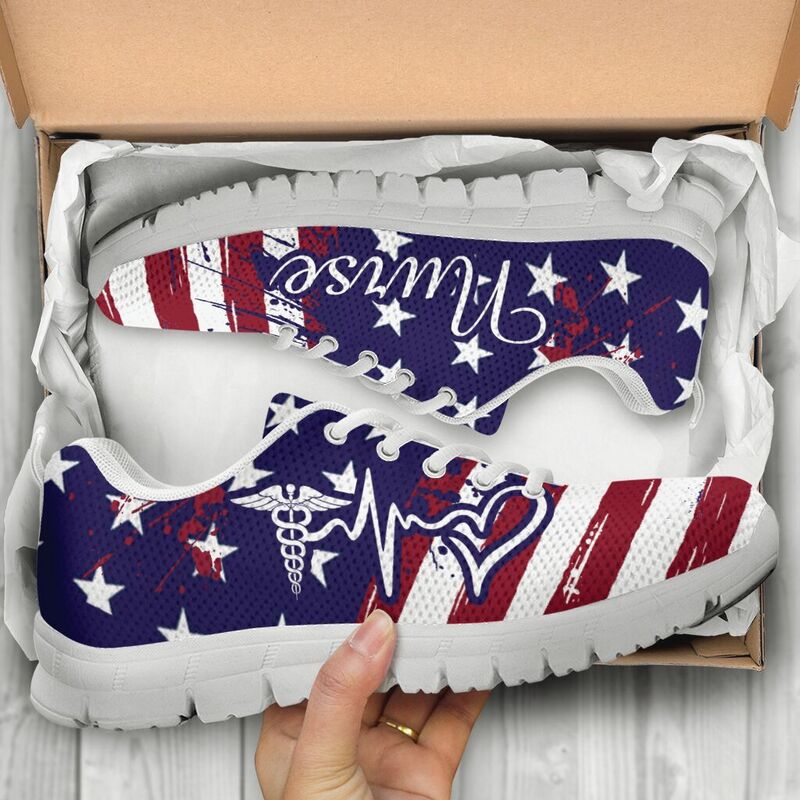 Nurse American Sneakers, Running Shoes, Shoes For Women, Shoes For Men, Custom Shoes, L- Love Sneakers