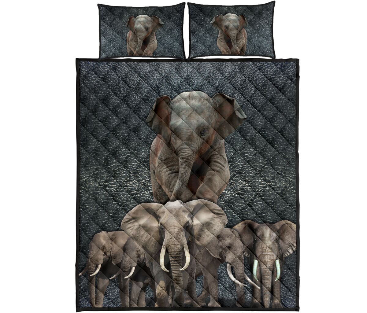 Elephant Feather Skin Background Real Style Quilt Bed Set - Love Quilt Bedding Set