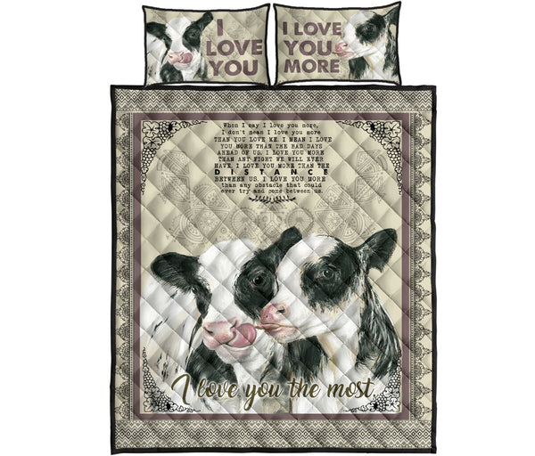 Quilt Bed Set - Cow - I Love You More 65 - Love Quilt Bedding Set