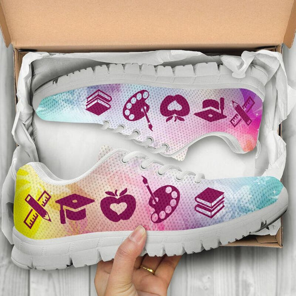 Teacher Flower Vector Sneakers, Running Shoes, Shoes For Women, Shoes For Men, Custom Shoes,- Love Sneakers